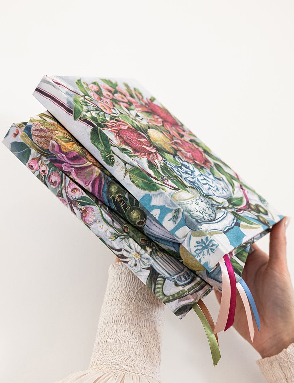 Linen Bound Journal Lined - Waratah In Blue
