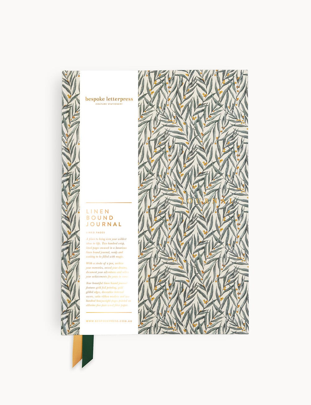 Linen Bound Journal - Golden Wattle (Lined) Journals Bespoke Letterpress 