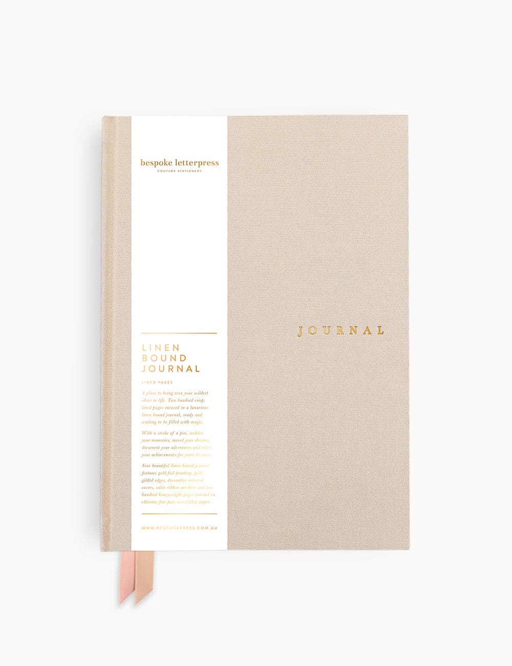 Linen Bound Journal - Porcelain (Lined) Journals Bespoke Letterpress 