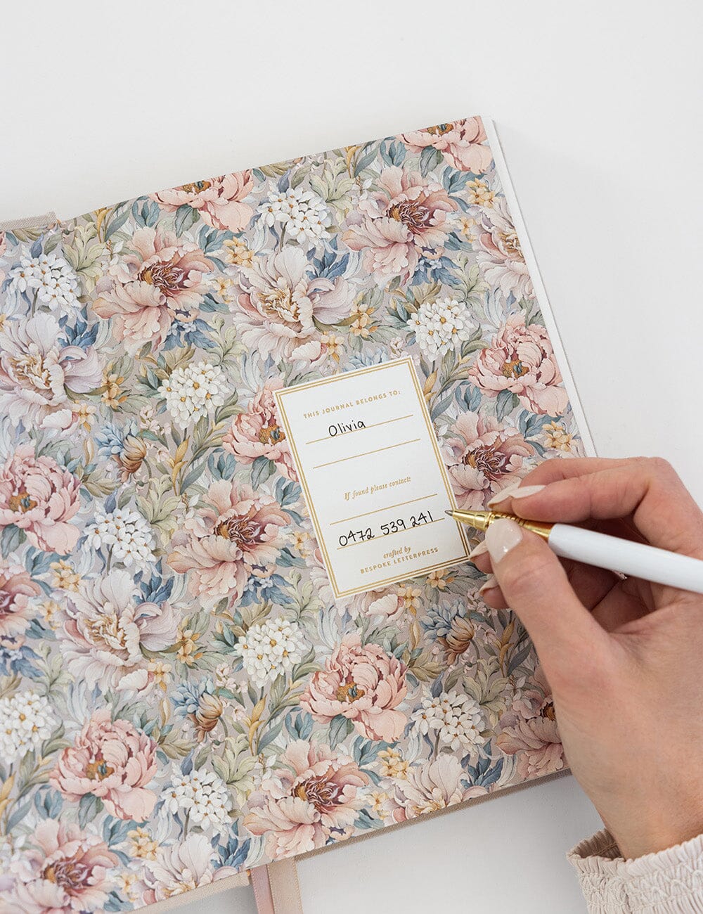 Linen Bound Journal Lined - Porcelain Journals Bespoke Letterpress 
