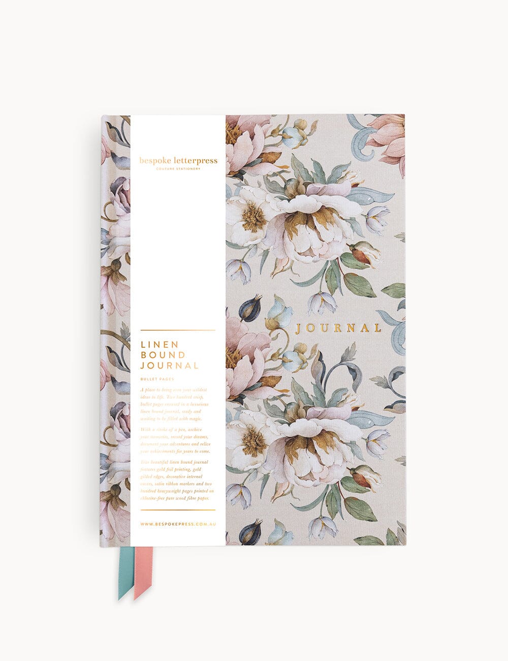 Linen Bound Journal - Ashbourne Garden (Bullet) Journals Bespoke Letterpress 