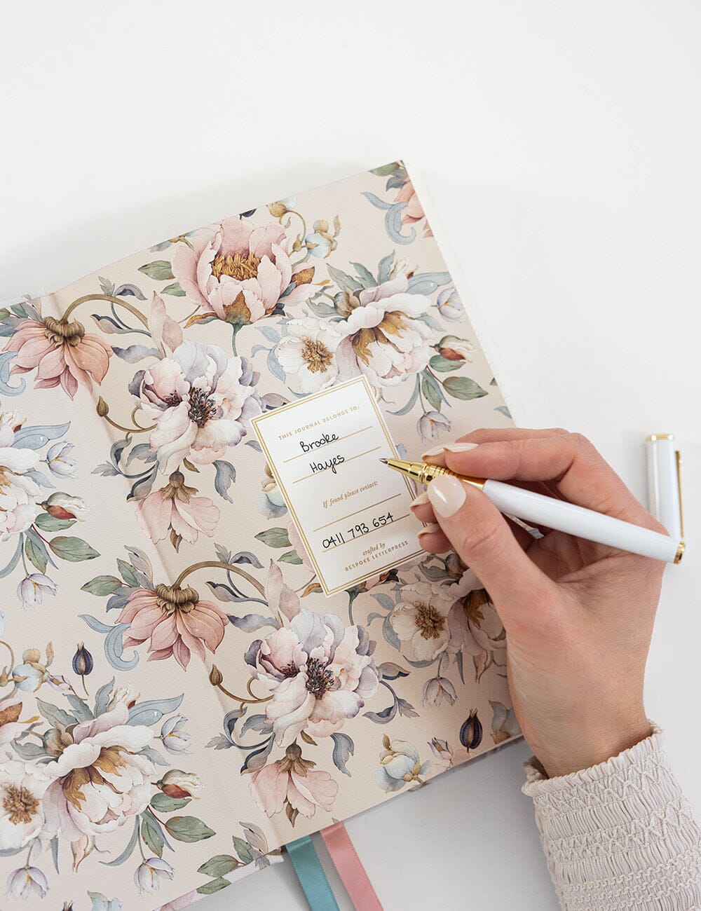 Linen Bound Journal - Ashbourne Garden (Bullet) Journals Bespoke Letterpress 