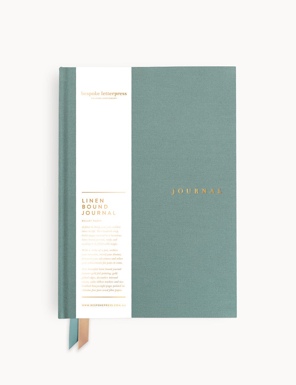 Linen Bound Journal - Seaglass (Bullet) Journals Bespoke Letterpress 