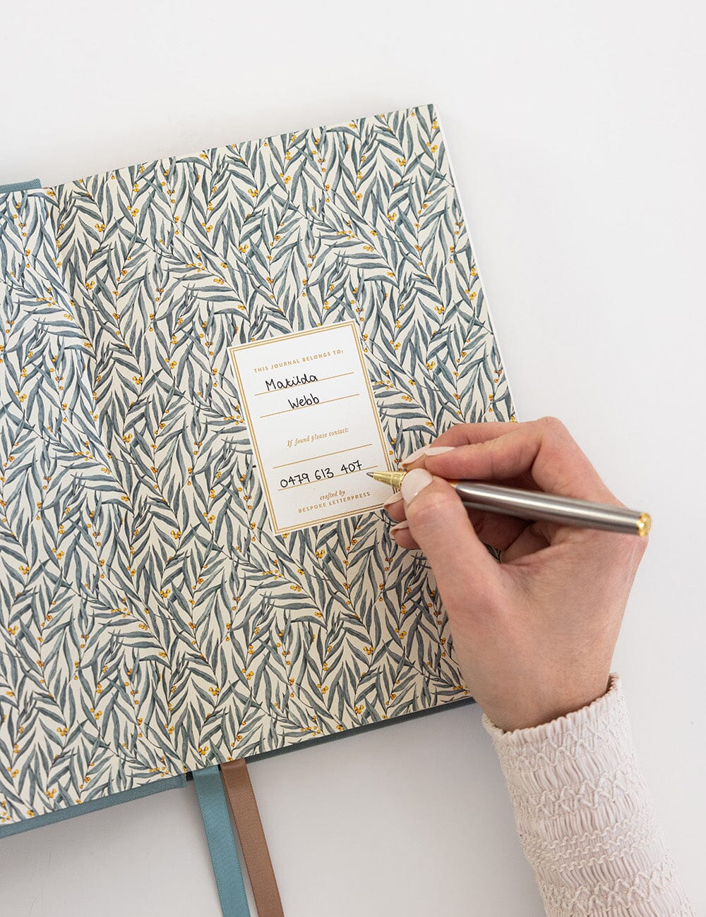Linen Bound Journal - Seaglass (Bullet) Journals Bespoke Letterpress 