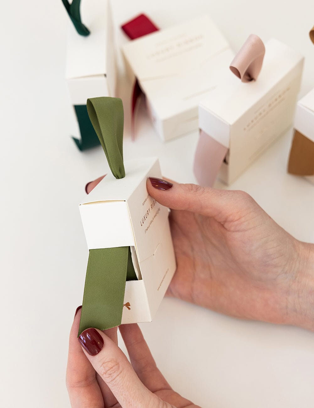 Olive Luxury Satin Ribbon - 10 metres Satin Ribbon Bespoke Letterpress 