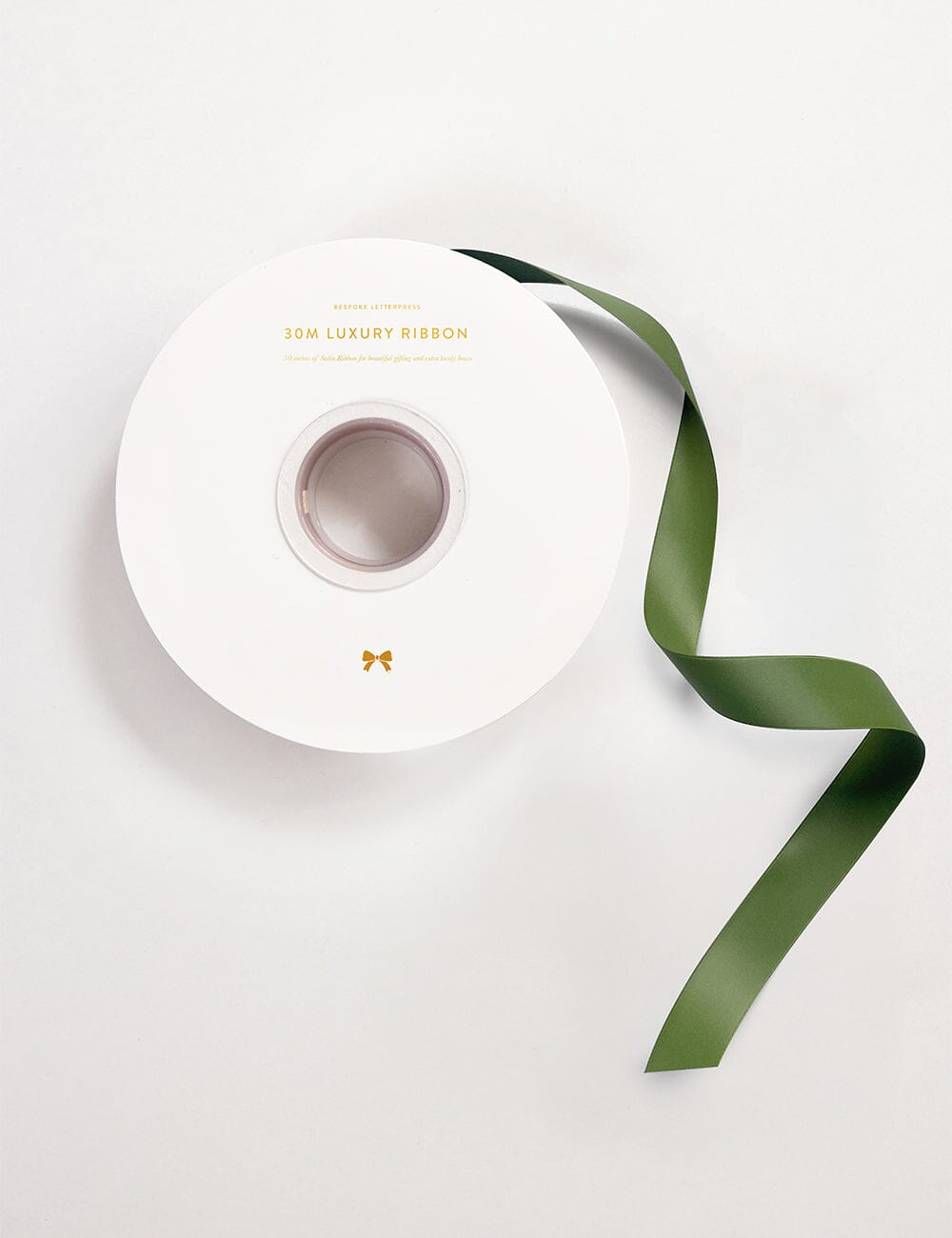 Olive Luxury Satin Ribbon - 30 metres Satin Ribbon Bespoke Letterpress 
