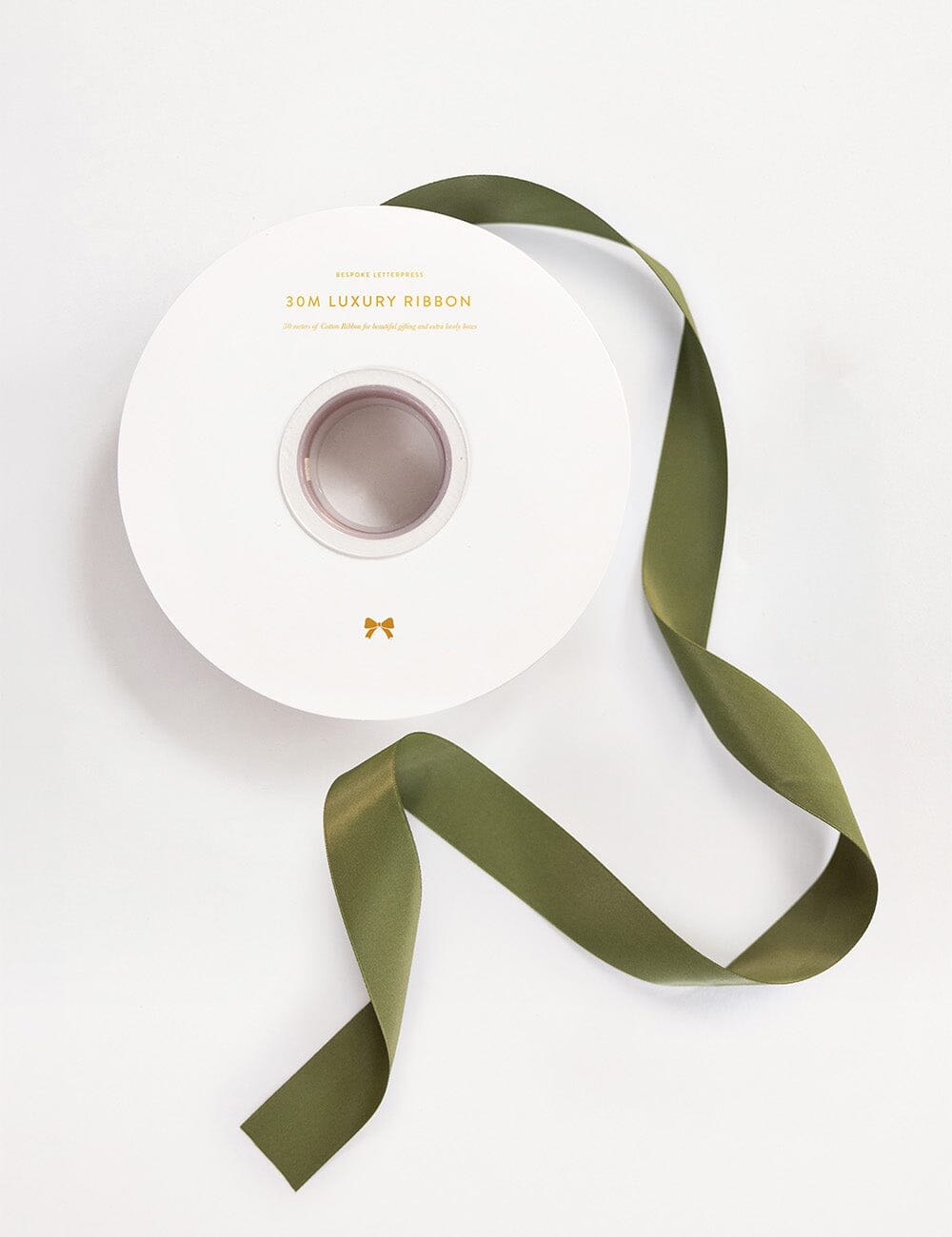 Olive Luxury Satin Ribbon - 30 metres Satin Ribbon Bespoke Letterpress 