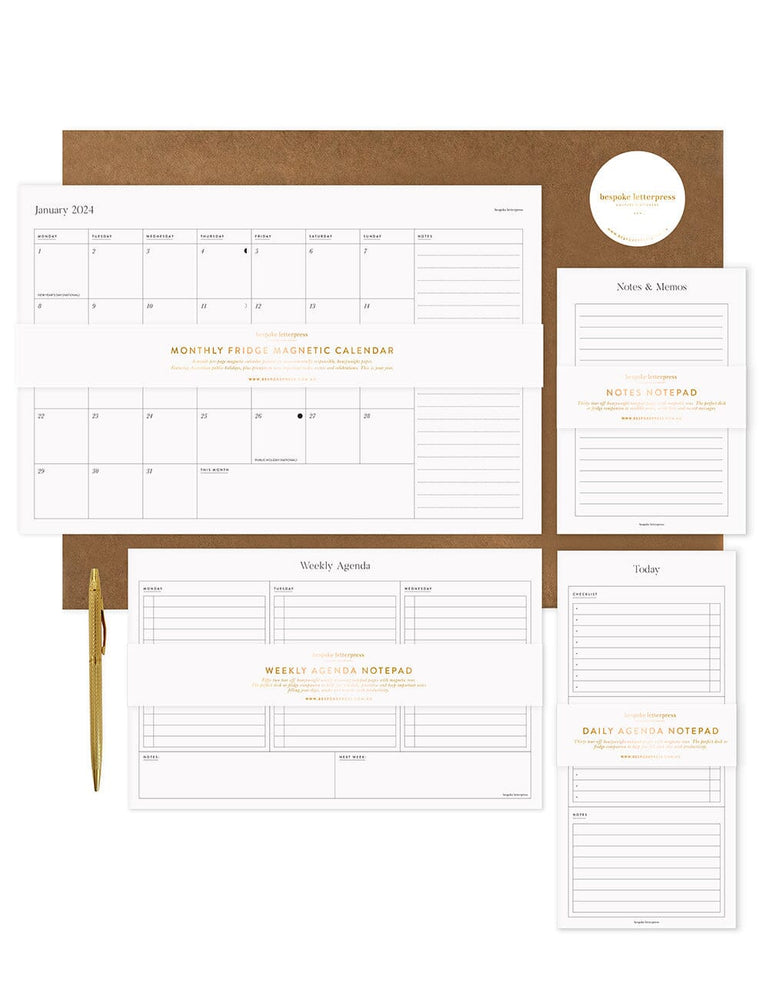 2024 Fridge Magnetic Calendar & Notepad Gift Set