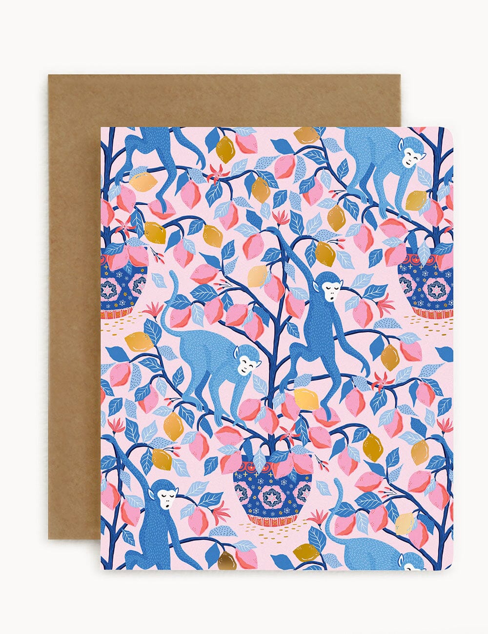 Monkeys & Lemons (Blank) Greeting Card Greeting Cards Bespoke Letterpress 