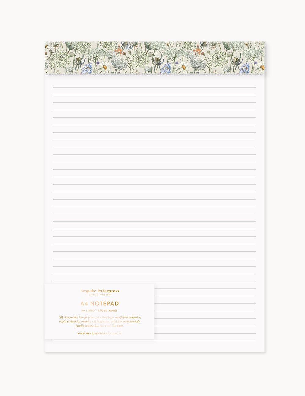 A4 Notepad - Willowmere (Lined) Notepads Bespoke Letterpress 