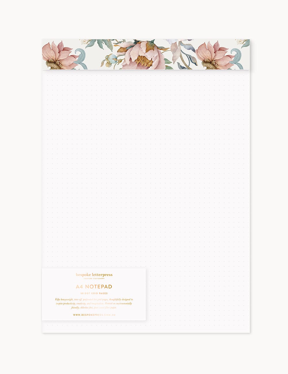 A4 Notepad - Ashbourne Garden (Grid) Notepads Bespoke Letterpress 