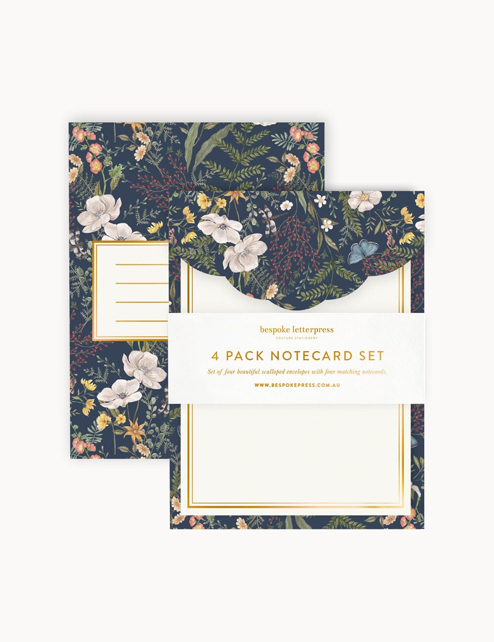 Dusk In Bloom 4pk Notecard Set Notecards Bespoke Letterpress 