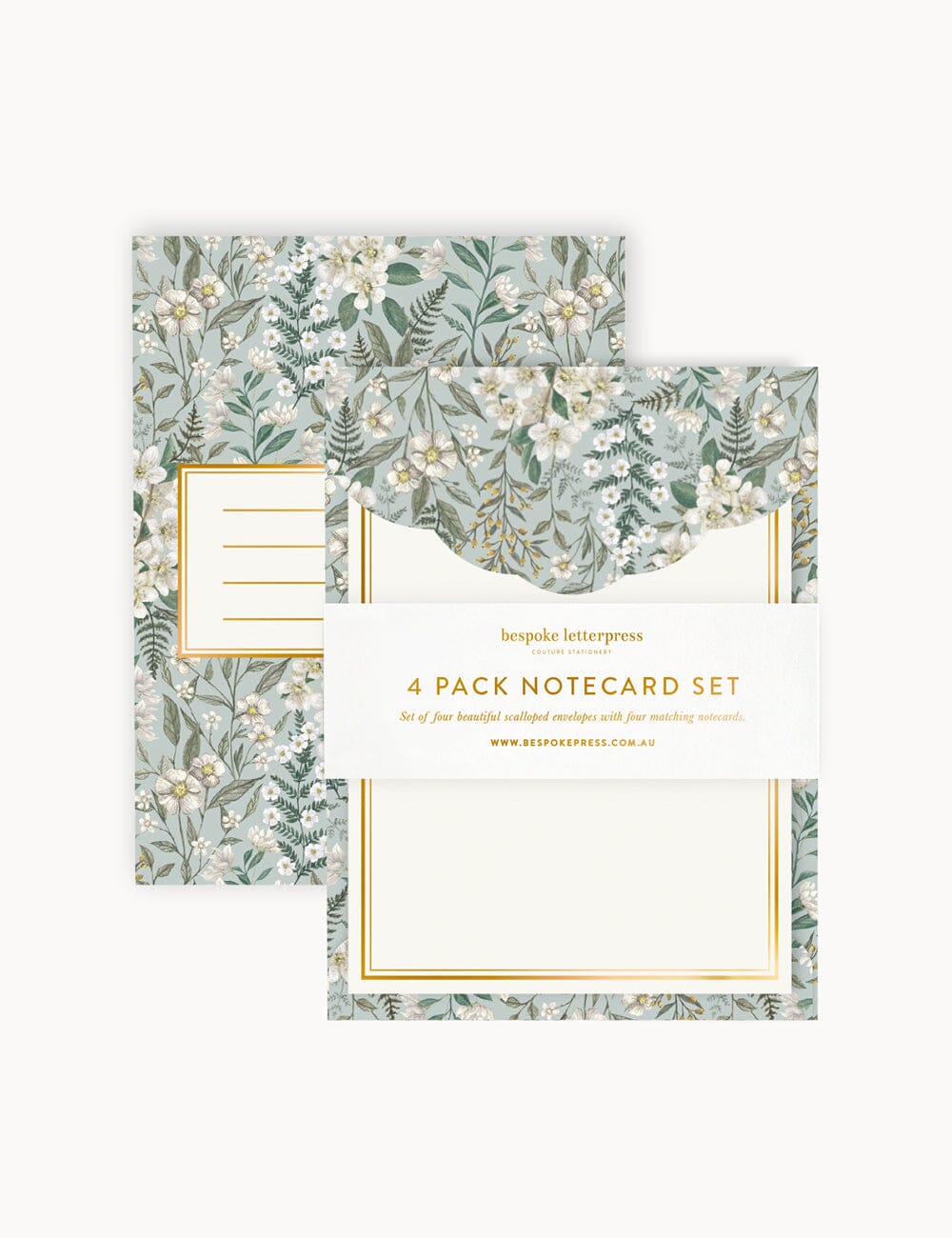 Ivory Garden 4pk Notecard Set Notecards Bespoke Letterpress 