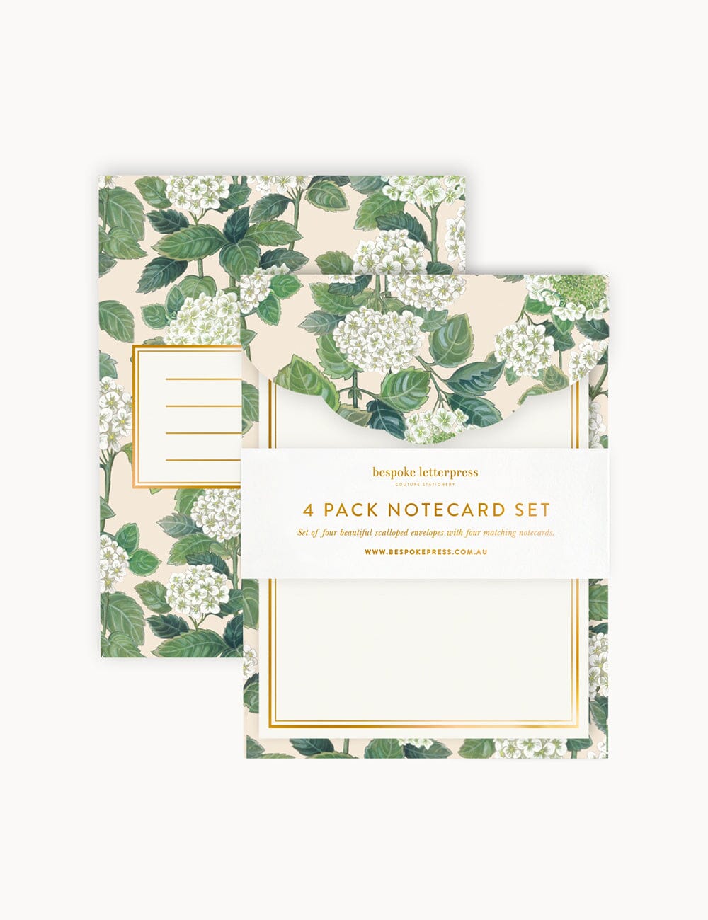 Hydrangea 4pk Notecard Set Notecards Bespoke Letterpress 