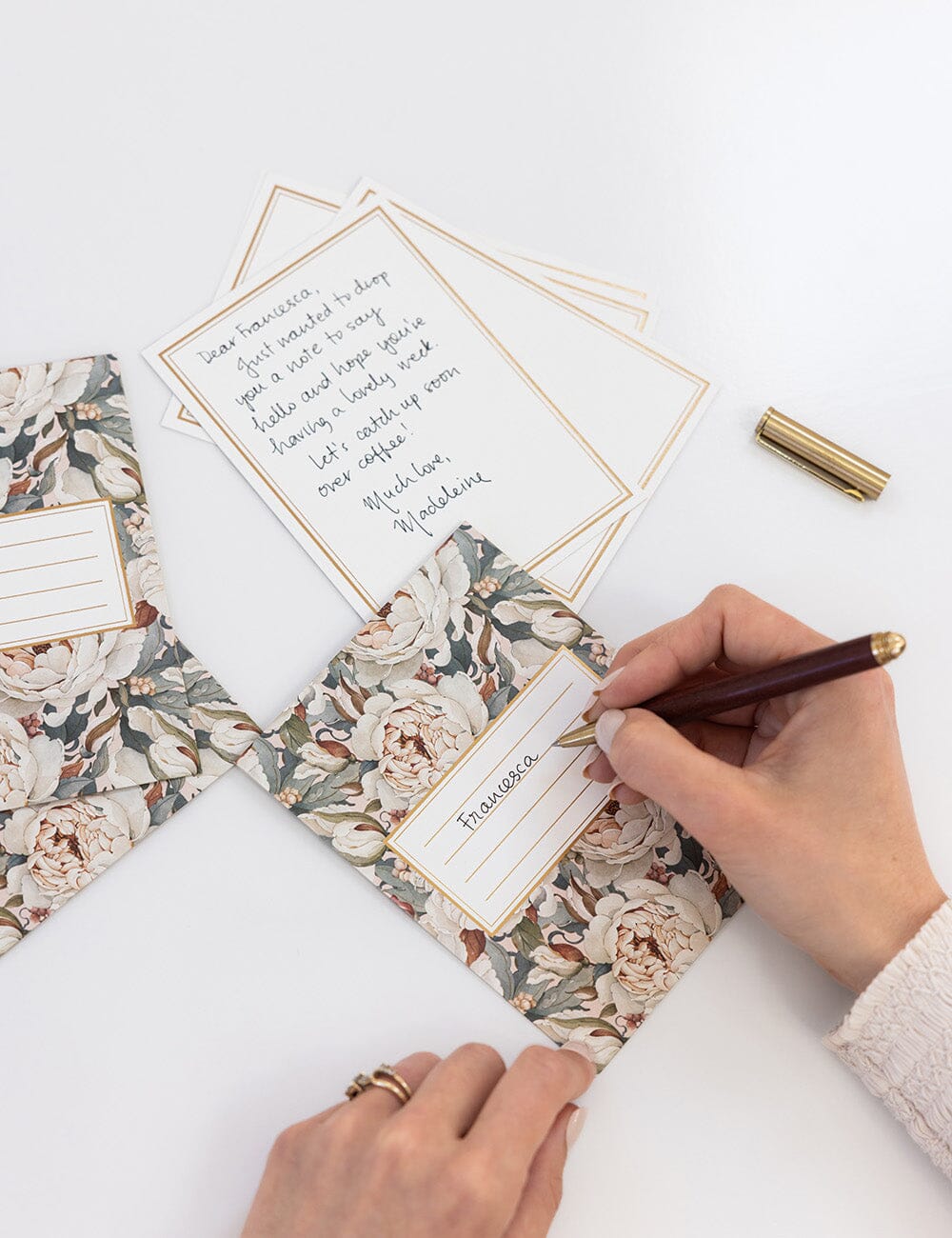Heritage Roses 4pk Notecard Set Notecards Bespoke Letterpress 