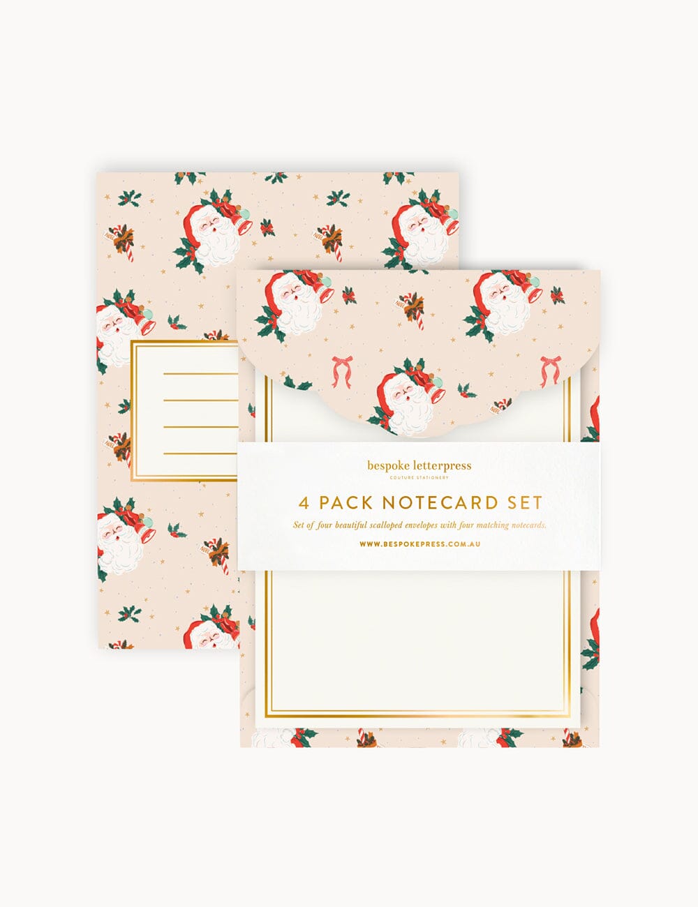 Jingle Bells 4pk Notecard Set Notecards Bespoke Letterpress 