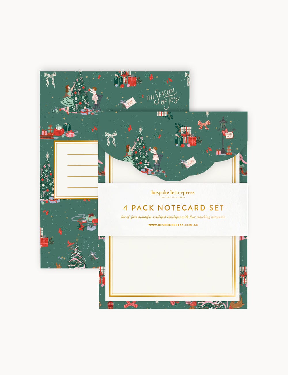 Season of Joy 4pk Notecard Set Notecards Bespoke Letterpress 