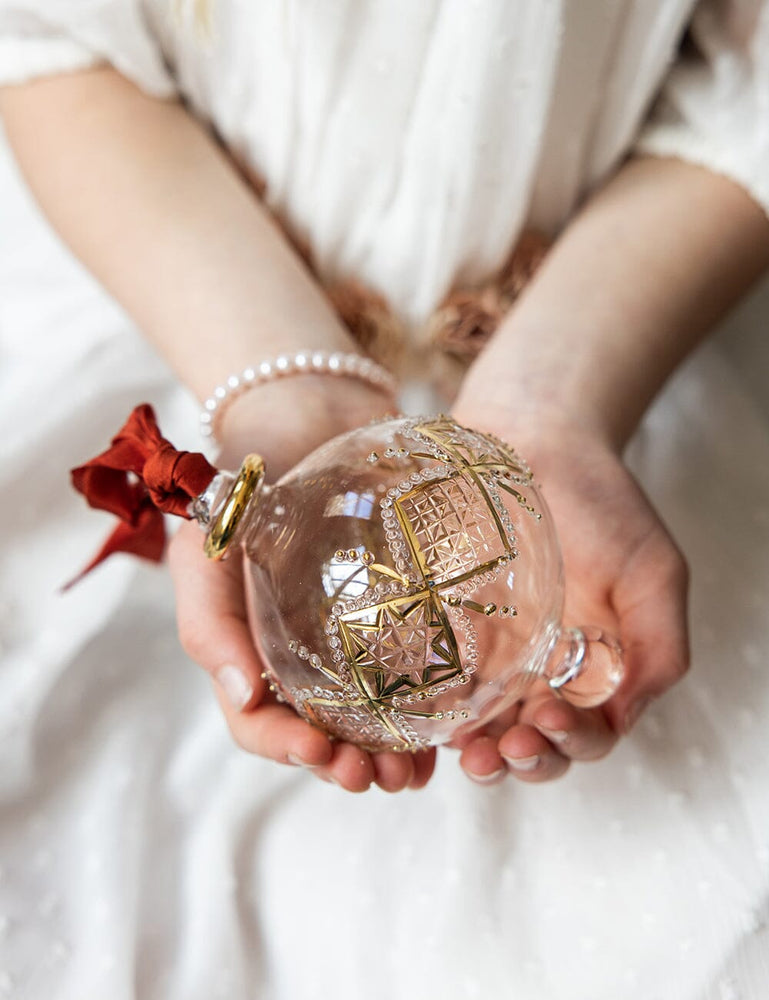 Ornament Glass Round Star (Rust Ribbon) Christmas Ornaments Bespoke Letterpress 