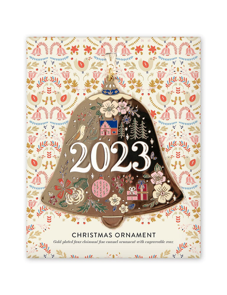 Fine Enamel Christmas Ornament - 2023 Bell Christmas Ornaments Bespoke Letterpress 