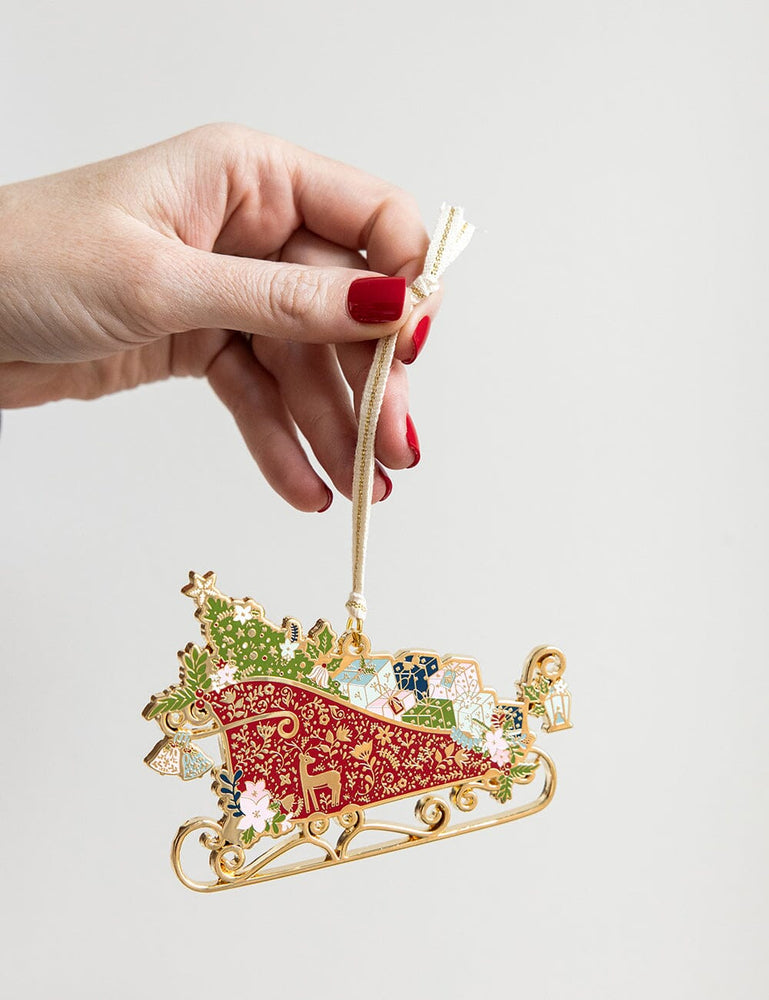 Fine Enamel Christmas Ornament - Sleigh Christmas Ornaments Bespoke Letterpress 