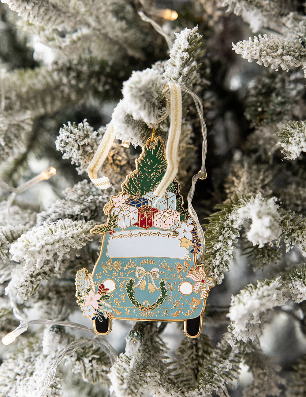 Fine Enamel Christmas Ornament - Car