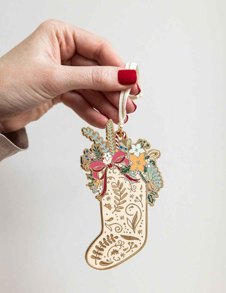Fine Enamel Christmas Ornament - Stocking Christmas Ornaments Bespoke Letterpress 