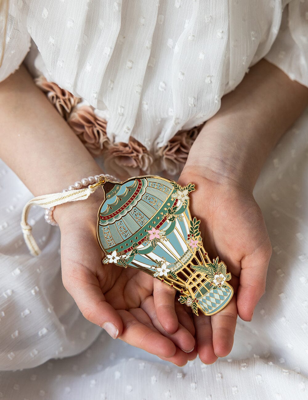 Fine Enamel Christmas Ornament - Hot Air Balloon