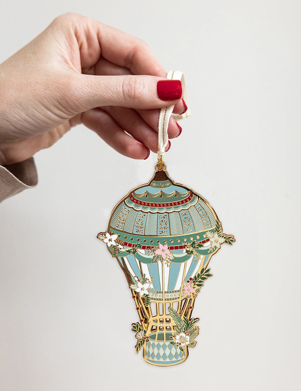 Fine Enamel Christmas Ornament - Hot Air Balloon