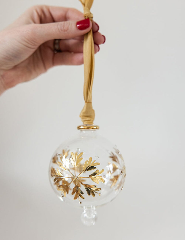 Ornament Glass Round Snowflake GOLD Christmas Ornaments Bespoke Letterpress 