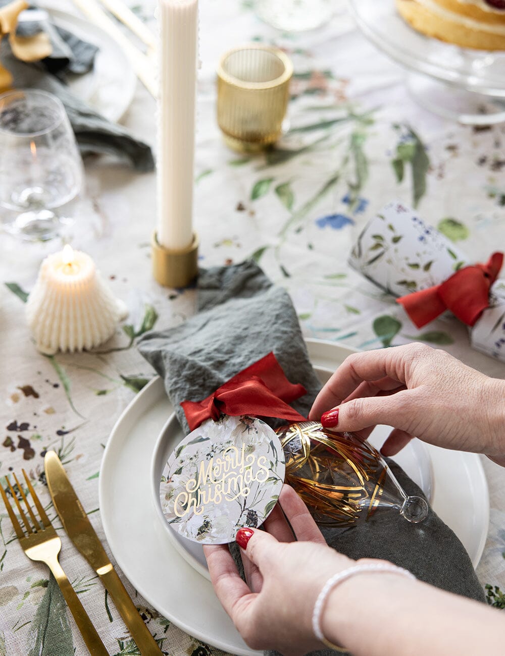 Ornament Glass Tear Drop Tassel (Red Ribbon)