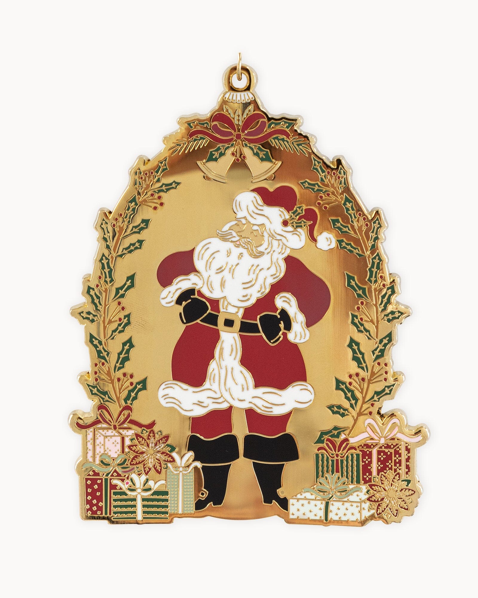 Fine Enamel Christmas Ornament - Santa with Presents