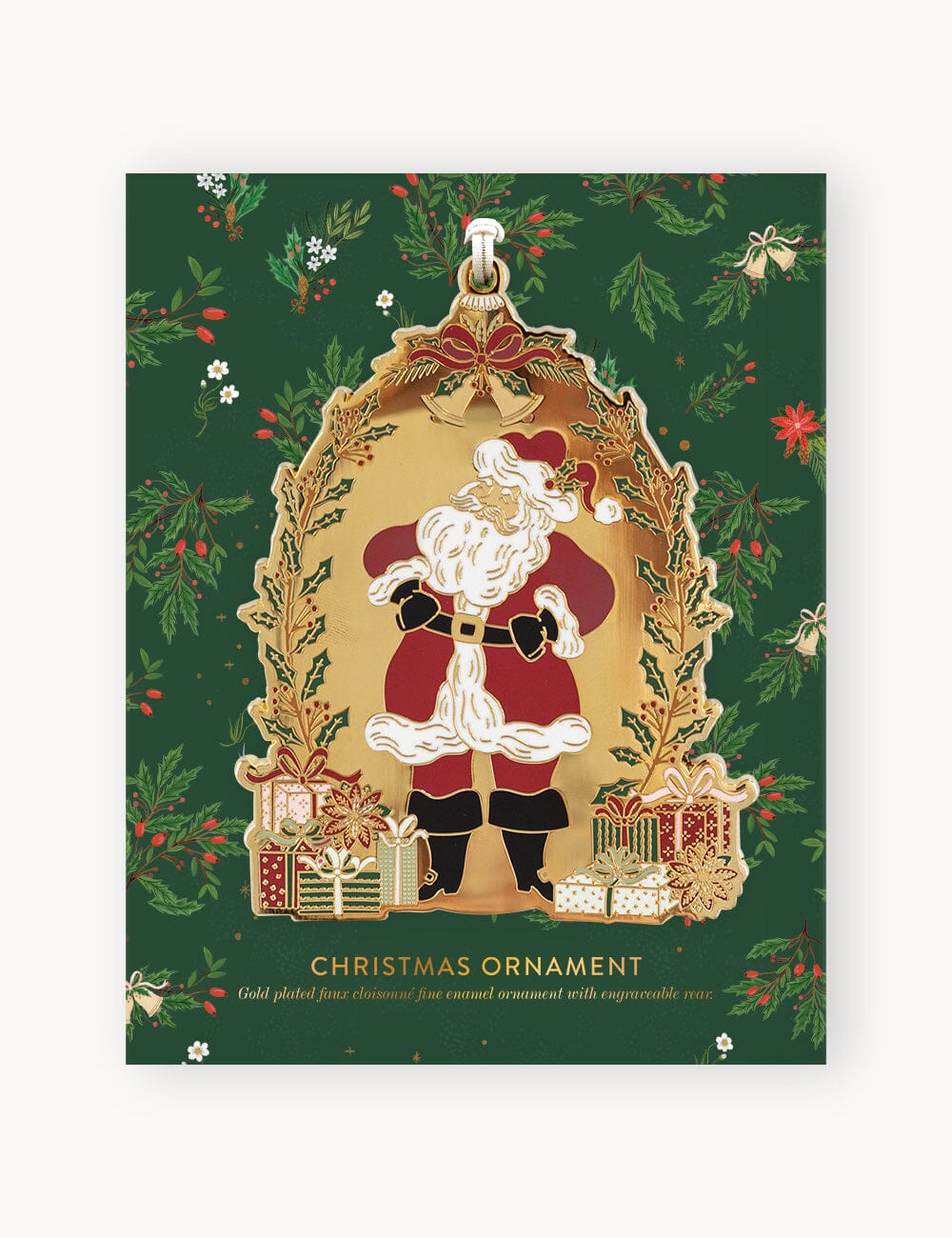 Fine Enamel Christmas Ornament - Santa with Presents