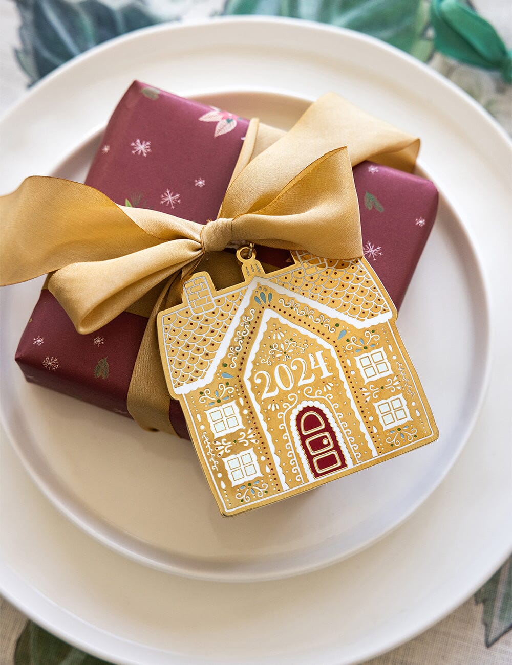 Fine Enamel Christmas Ornament - 2024 Gingerbread House