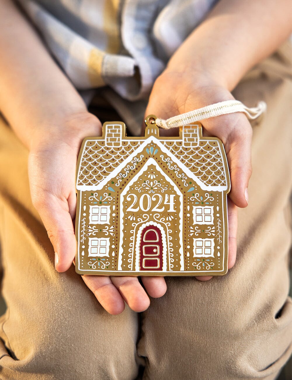 Fine Enamel Christmas Ornament - 2024 Gingerbread House