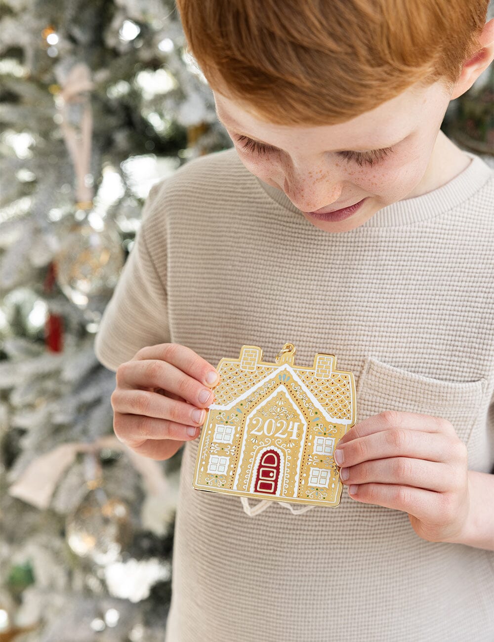 Fine Enamel Christmas Ornament - 2024 Gingerbread House