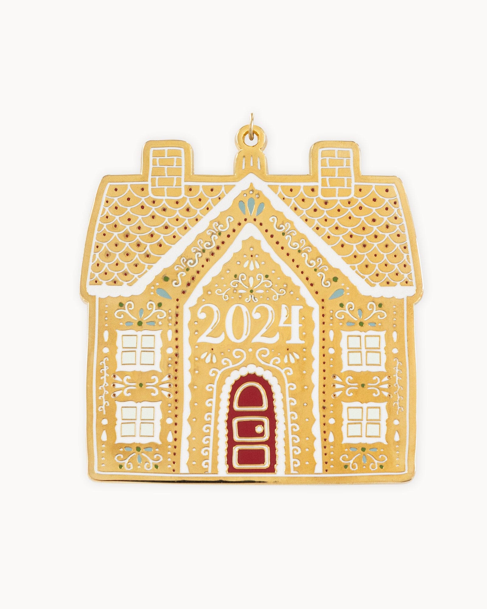 Fine Enamel Christmas Ornament - 2024 Gingerbread House