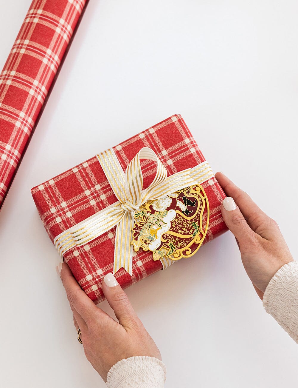 Santa Sleigh Ride Enamel Ornament