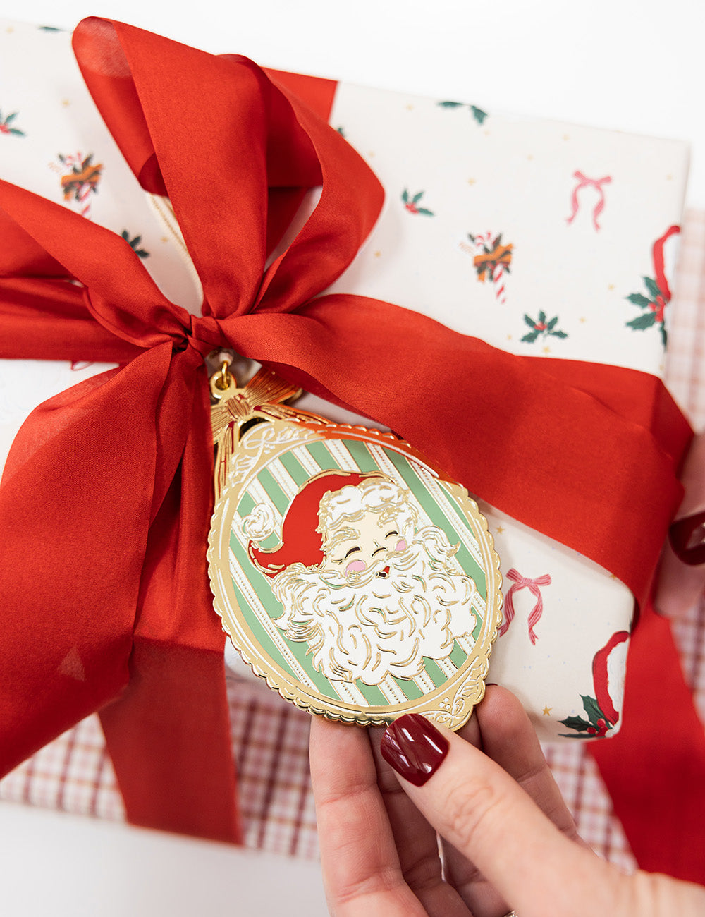 Santa Picture Frame Enamel Ornament