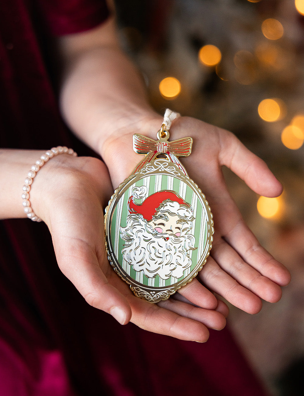 Santa Picture Frame Enamel Ornament