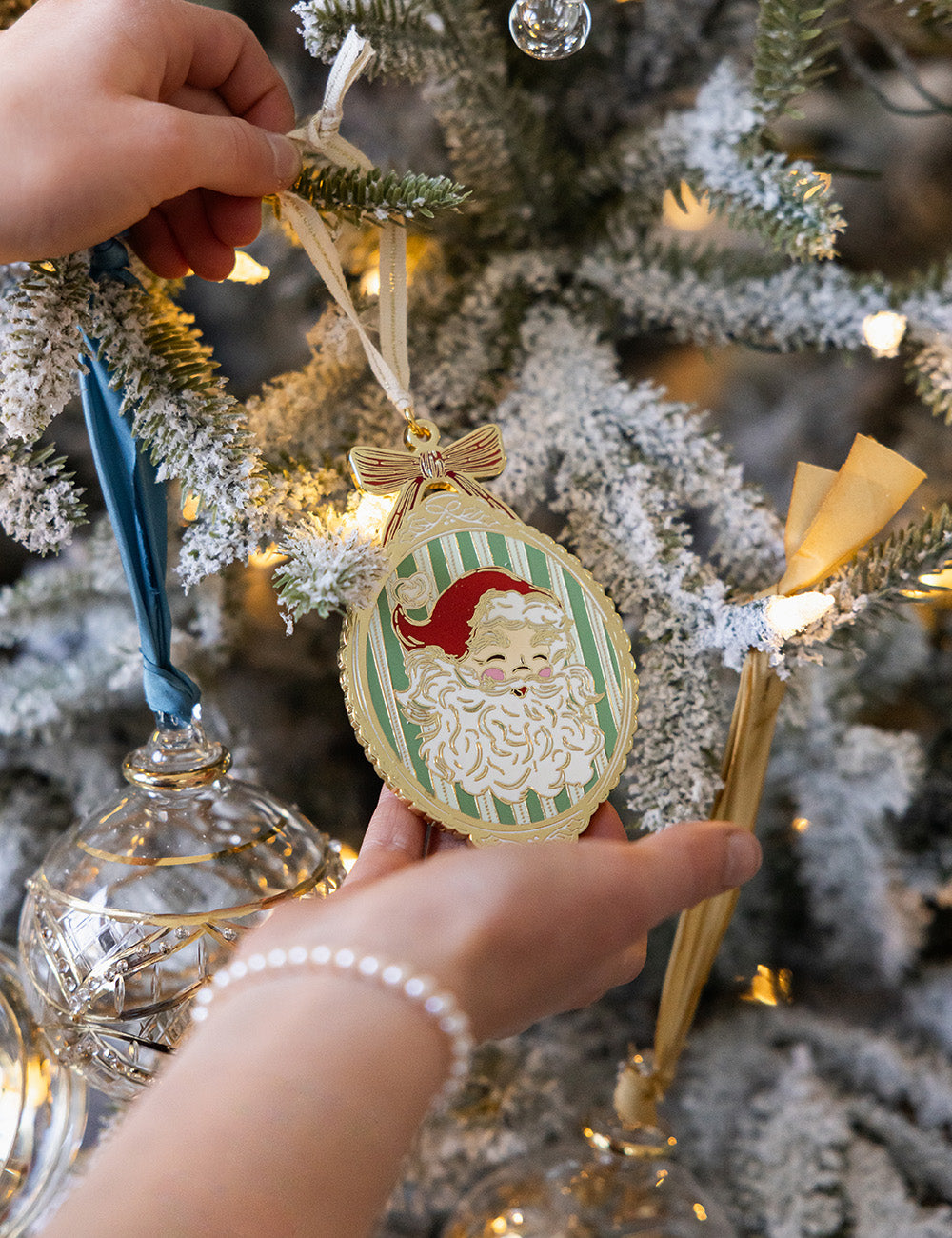 Santa Picture Frame Enamel Ornament
