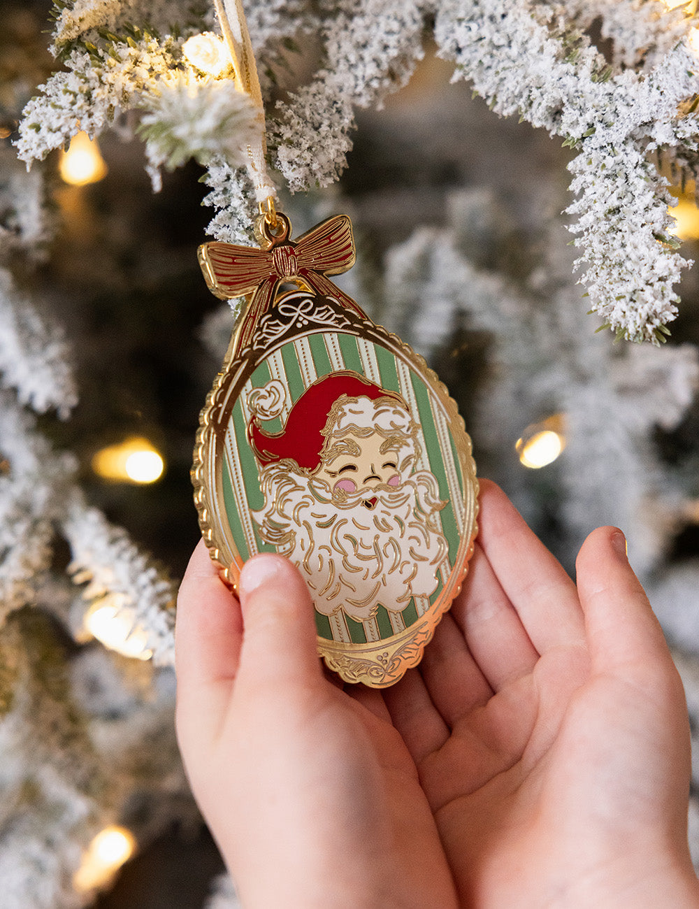 Santa Picture Frame Enamel Ornament