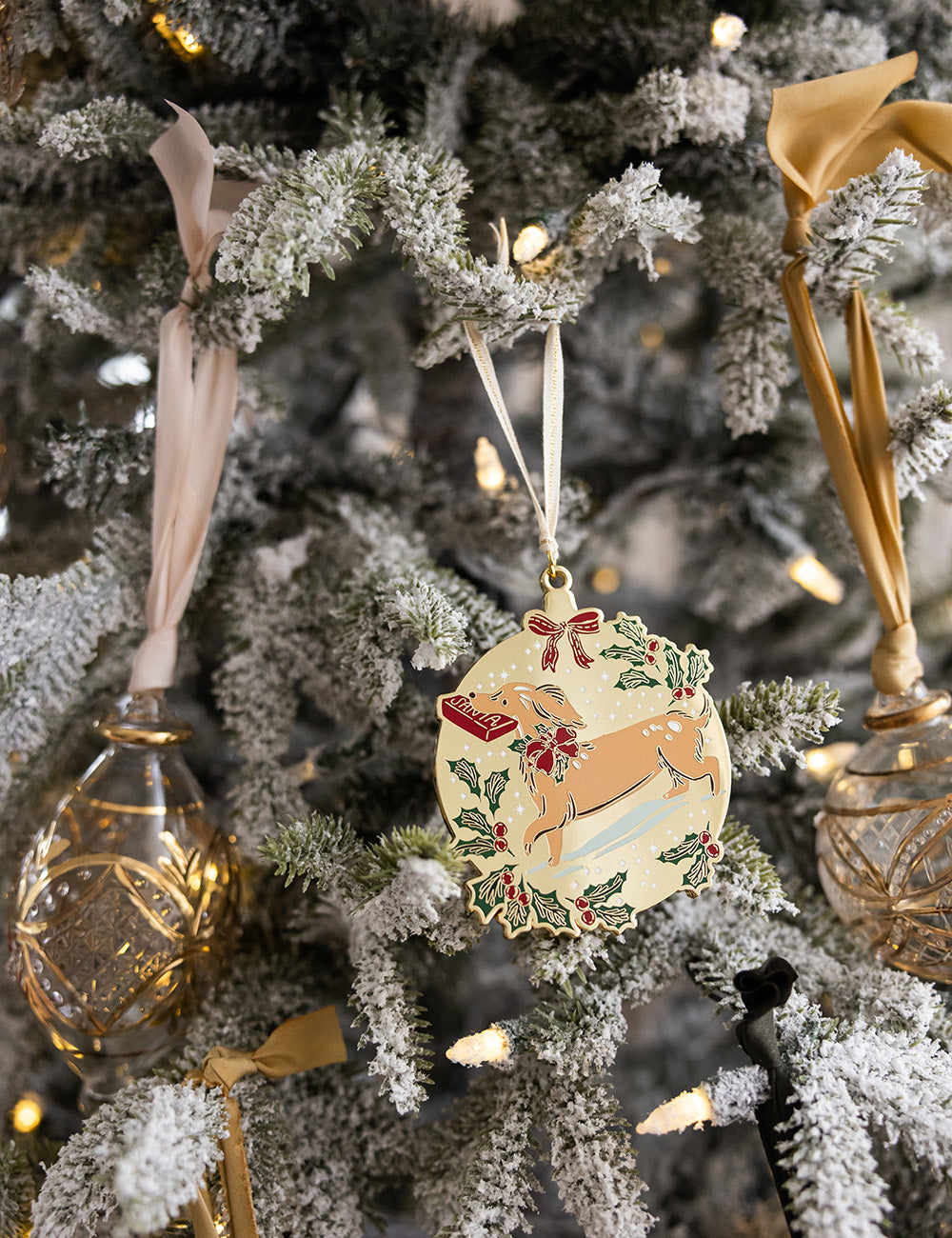 Christmas Dog Enamel Ornament