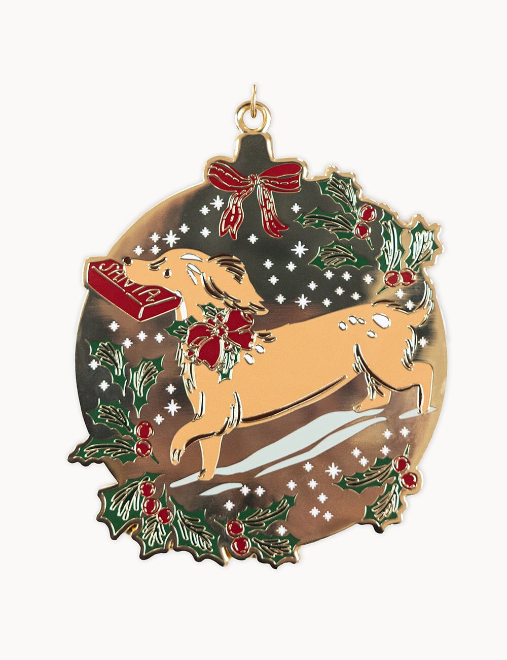 Christmas Dog Enamel Ornament Christmas Ornaments Bespoke Letterpress 