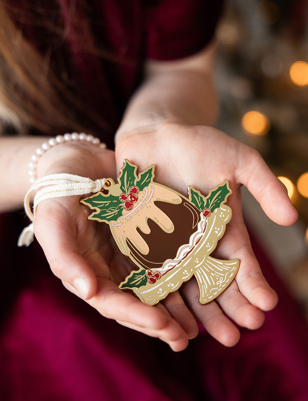 Christmas Pudding Enamel Ornament