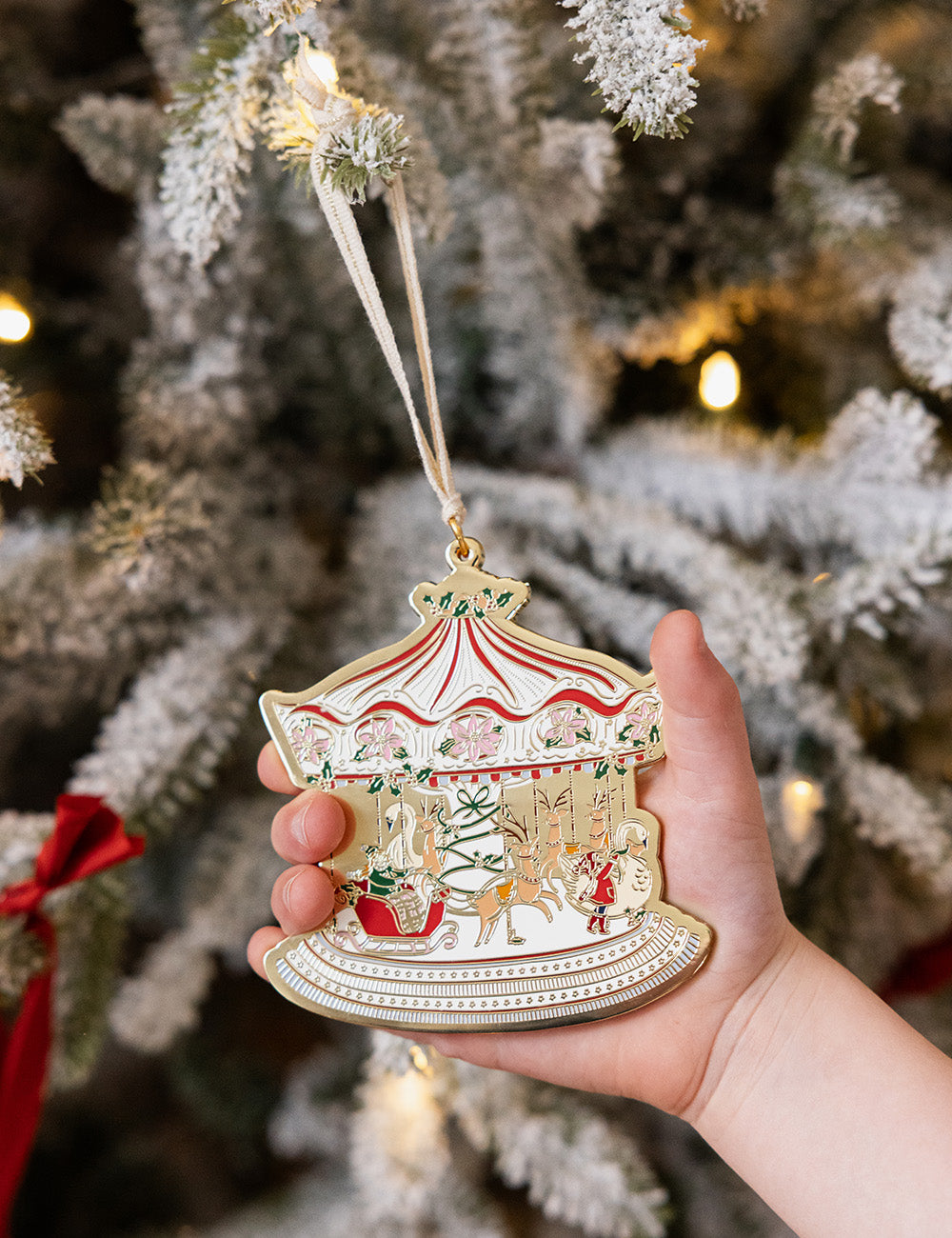 Christmas Market Carousel Enamel Ornament