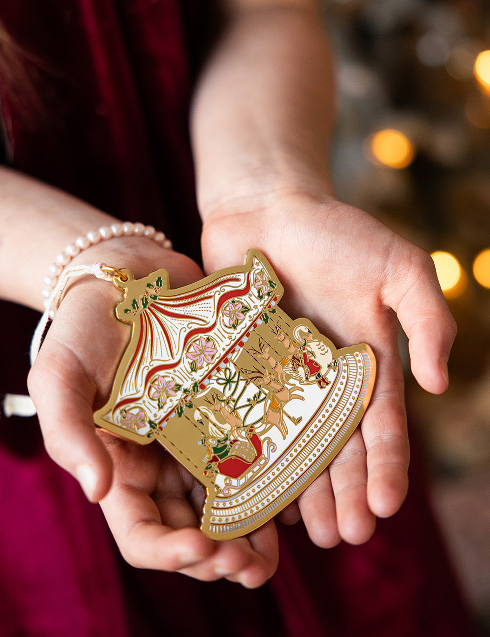 Christmas Market Carousel Enamel Ornament