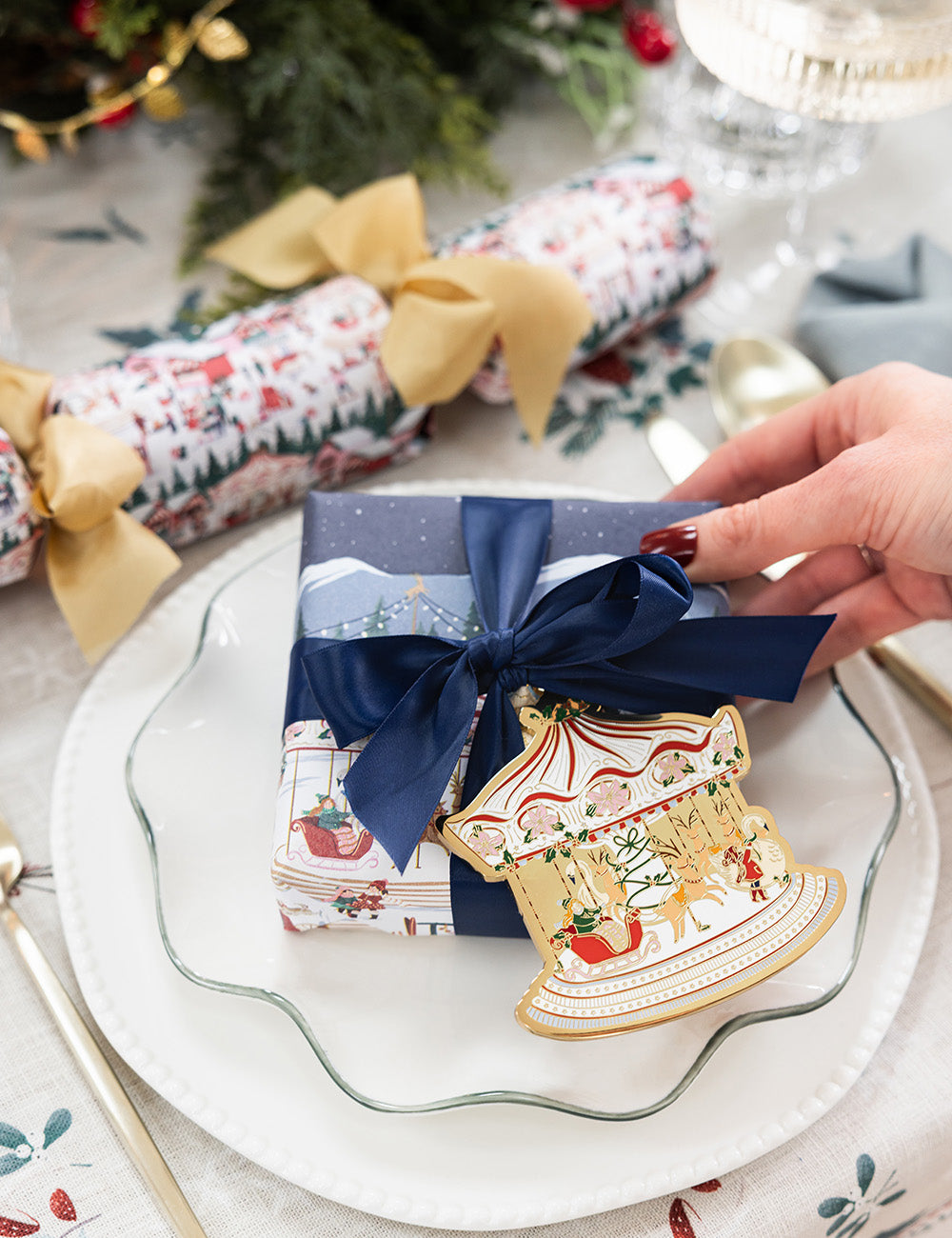 Christmas Market Carousel Enamel Ornament