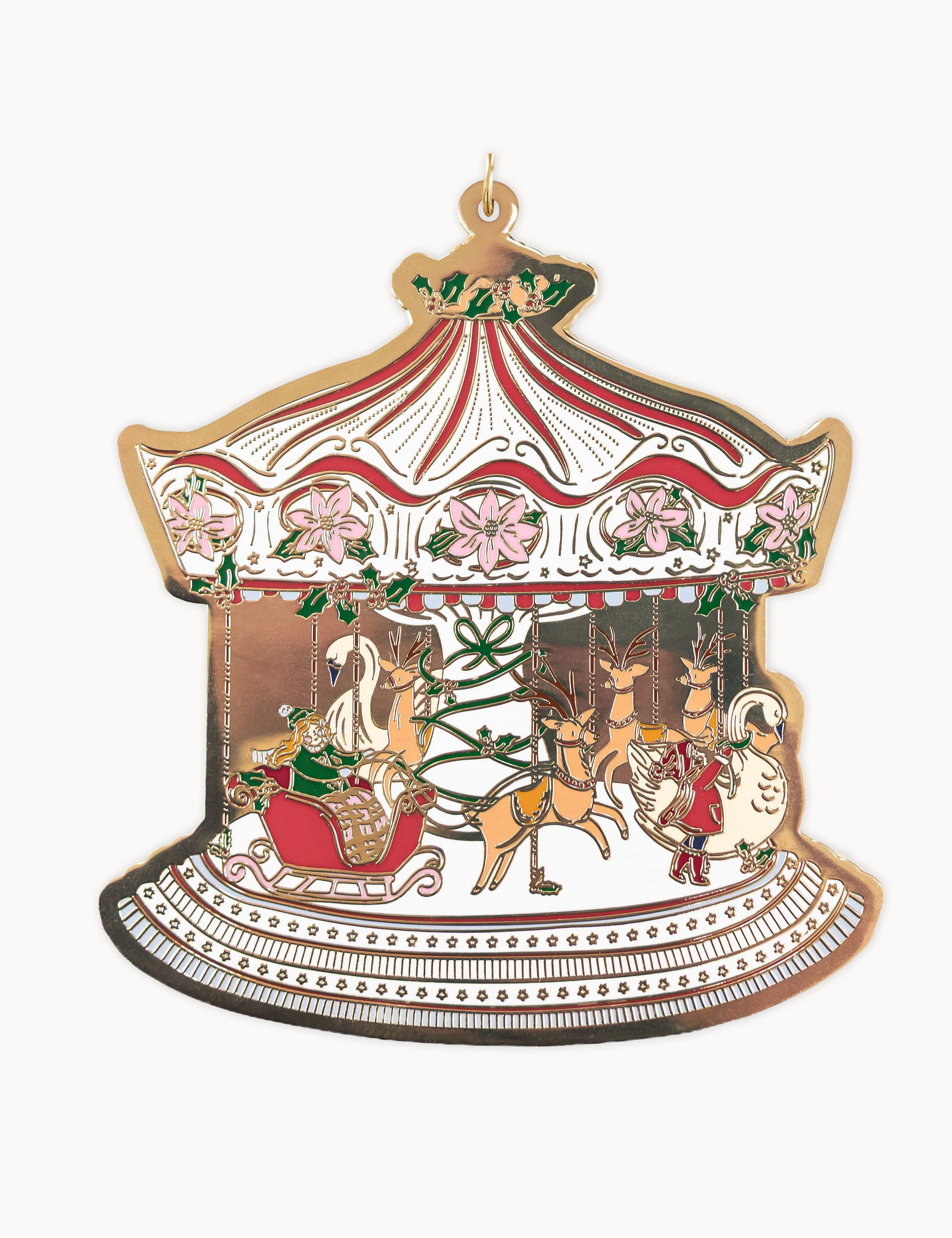 Christmas Market Carousel Enamel Ornament