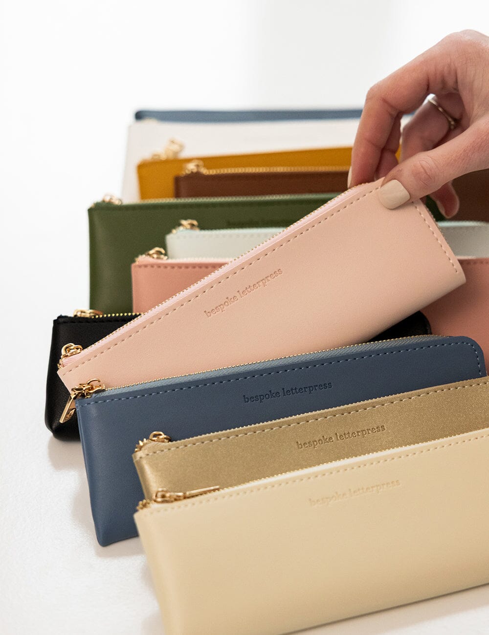 Pencil Case Slim - Pale Pink Pencil Case Bespoke Letterpress 