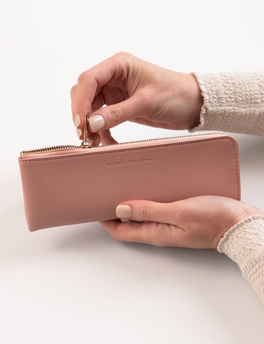 Pencil Case Slim - Tea Rose Pencil Case Bespoke Letterpress 